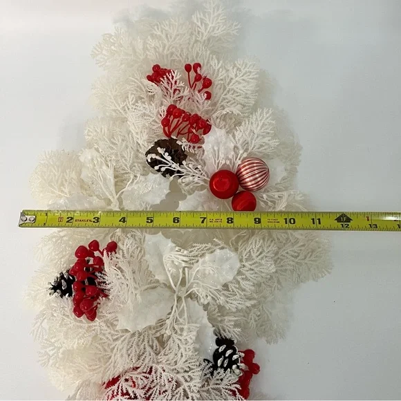 Vintage Plastic Christmas Door Wreath holly ornaments white candy Canes